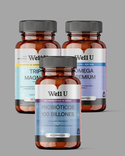 CÁPSULAS - PACK ESENCIAL (TRIPLE MAGNESIO + OMEGA PREMIUM + PROBIÓTICOS)