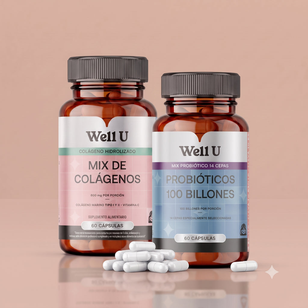 CÁPSULAS - PACK BALANCE Y BRILLO (MIX DE COLÁGENOS HIDROLIZADOS + PROBIÓTICOS 100 BILLONES)